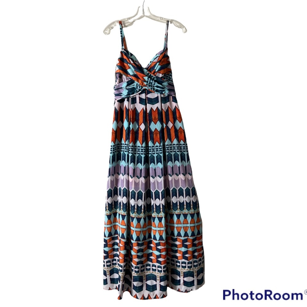 Jessica Simpson Colorful Maxi Boho Print Sundress with Built in Bra- 4
